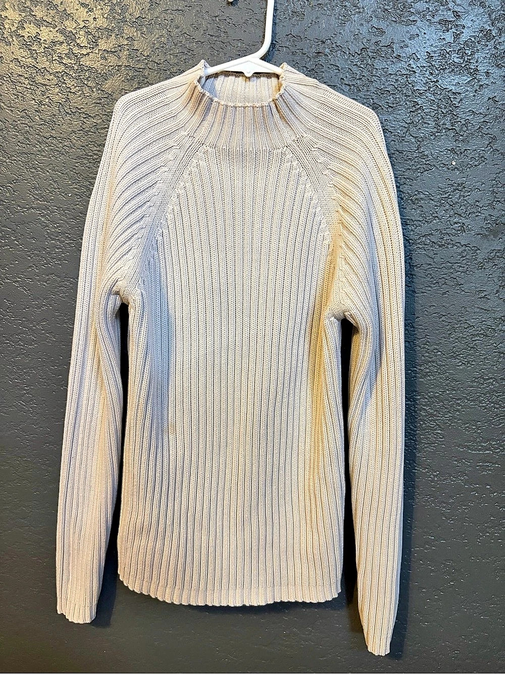 St. Johns Bay Ribbed Mock Neck Cotton Sweater Size Small